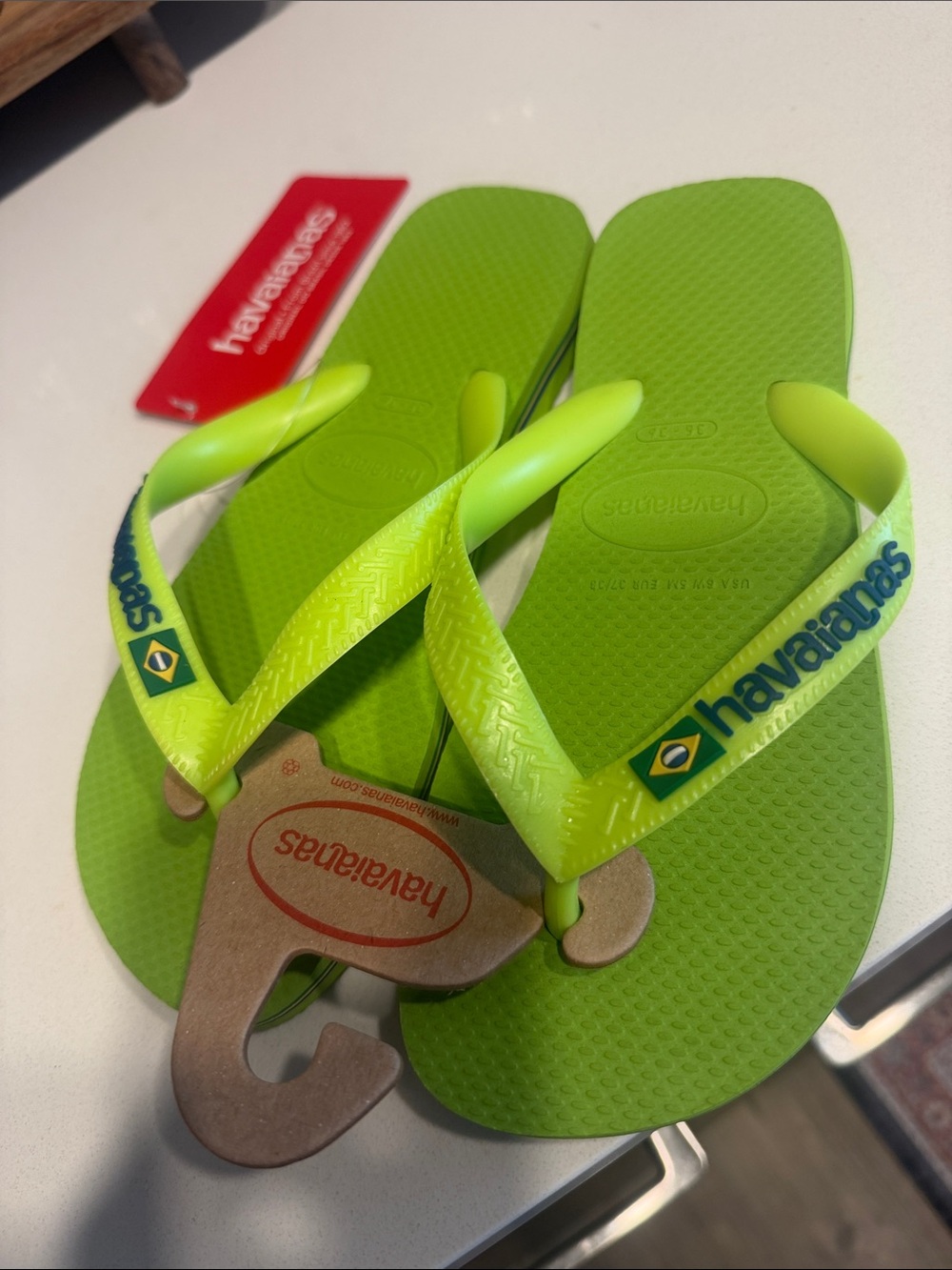 Havaianas Neon Lime Green Flip Flops - Picture 2 of 2